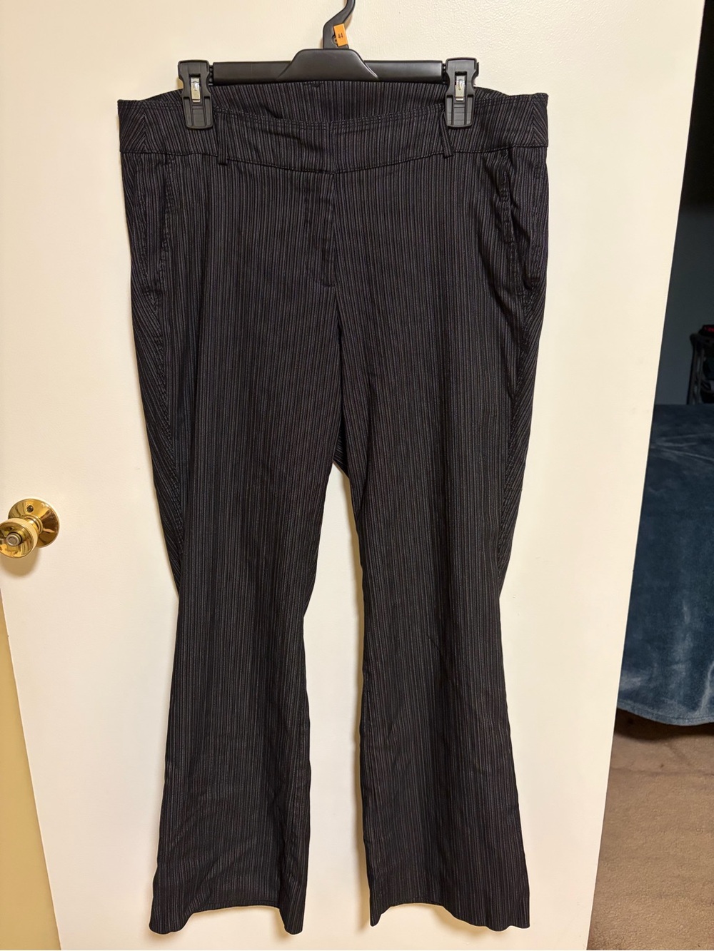 Lane Bryant Black Pinstripe Boot Cut Dress Pants